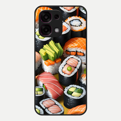  Sushi Food Pattern Glass Case For Oppo F31 5G back cover – full design glossy printed glass finish