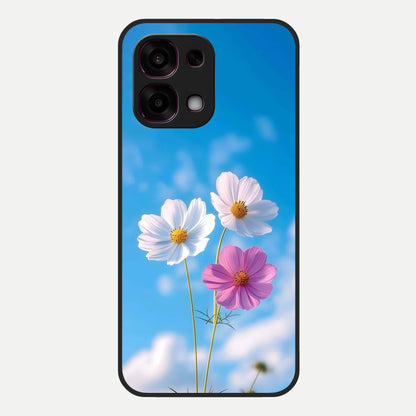  Tripple Flowers With Sky Glass Case For Oppo F31 5G back cover – full design glossy printed glass finish