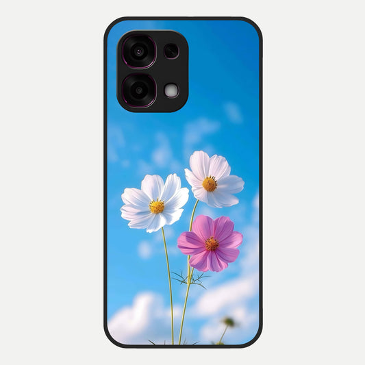  Tripple Flowers With Sky Glass Case For Oppo F31 5G back cover – full design glossy printed glass finish