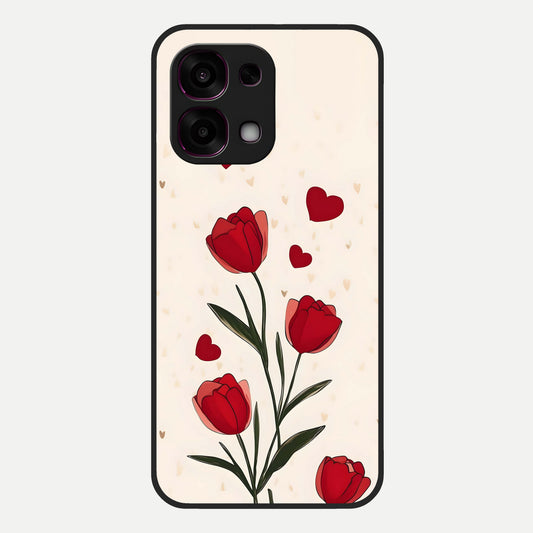  Tulip With Heart Glass Case For Oppo F31 5G back cover – full design glossy printed glass finish