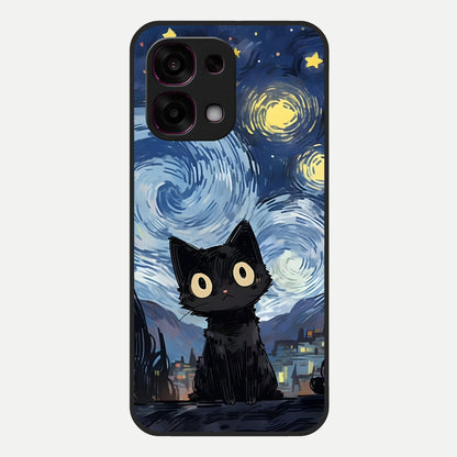  Van Gogh Cat Glass Case For Oppo F31 5G back cover – full design glossy printed glass finish