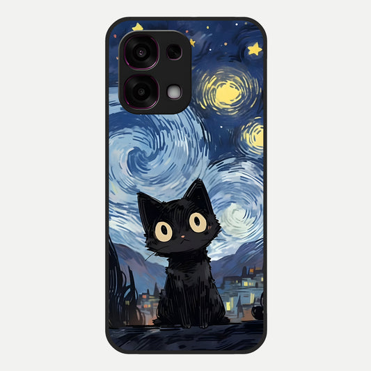  Van Gogh Cat Glass Case For Oppo F31 5G back cover – full design glossy printed glass finish