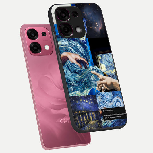  Aesthetic Vando Hands phone case For Oppo F31 5G showing premium glass back cover with detailed artwork