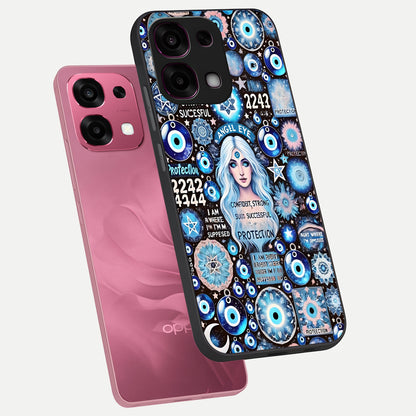  Angel Aura Shield phone case For Oppo F31 5G showing premium glass back cover with detailed artwork