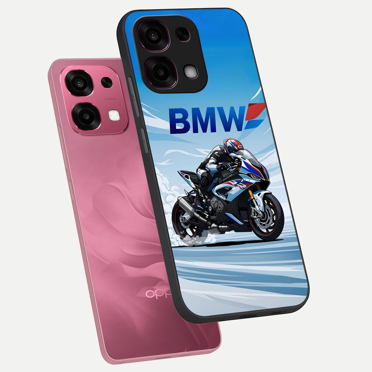  BMW Power Drift phone case For Oppo F31 5G showing premium glass back cover with detailed artwork