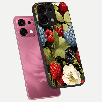  Berry Bloom Charm phone case For Oppo F31 5G showing premium glass back cover with detailed artwork