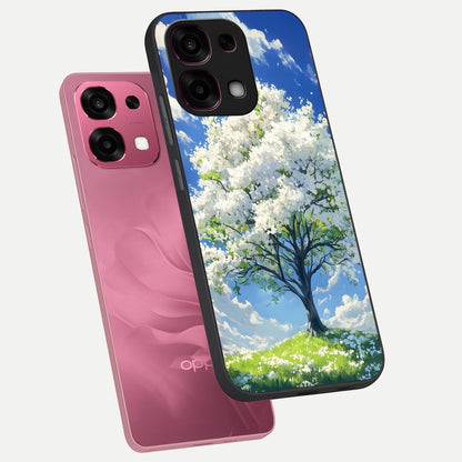  Blossom Sky Serenity phone case For Oppo F31 5G showing premium glass back cover with detailed artwork