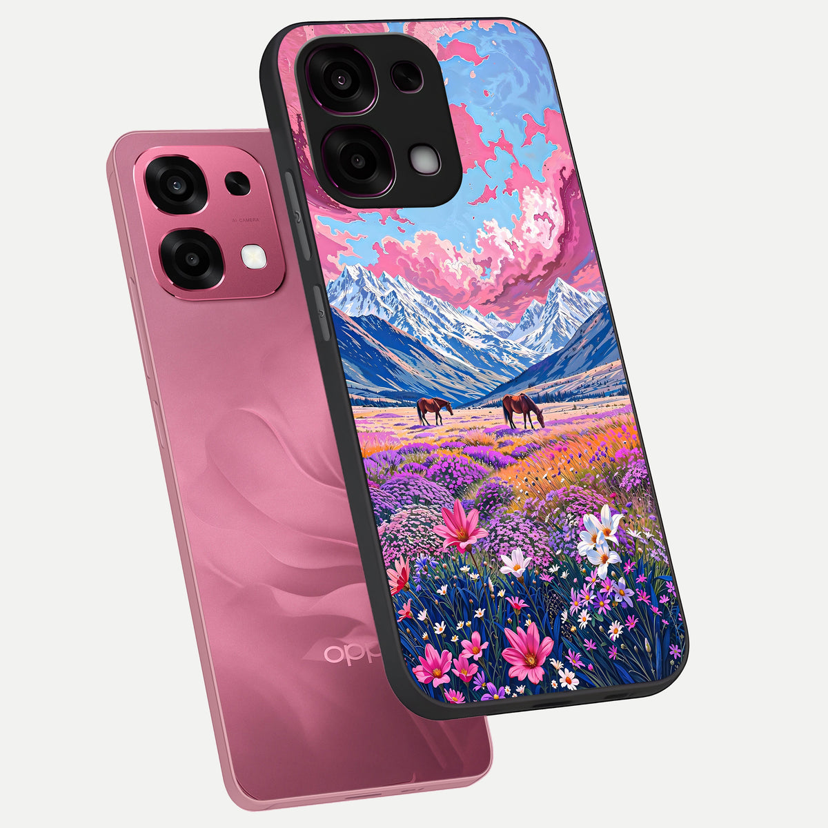  Blossom Valley Dream phone case For Oppo F31 5G showing premium glass back cover with detailed artwork
