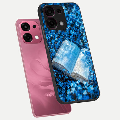  Blue Bloom Tales phone case For Oppo F31 5G showing premium glass back cover with detailed artwork
