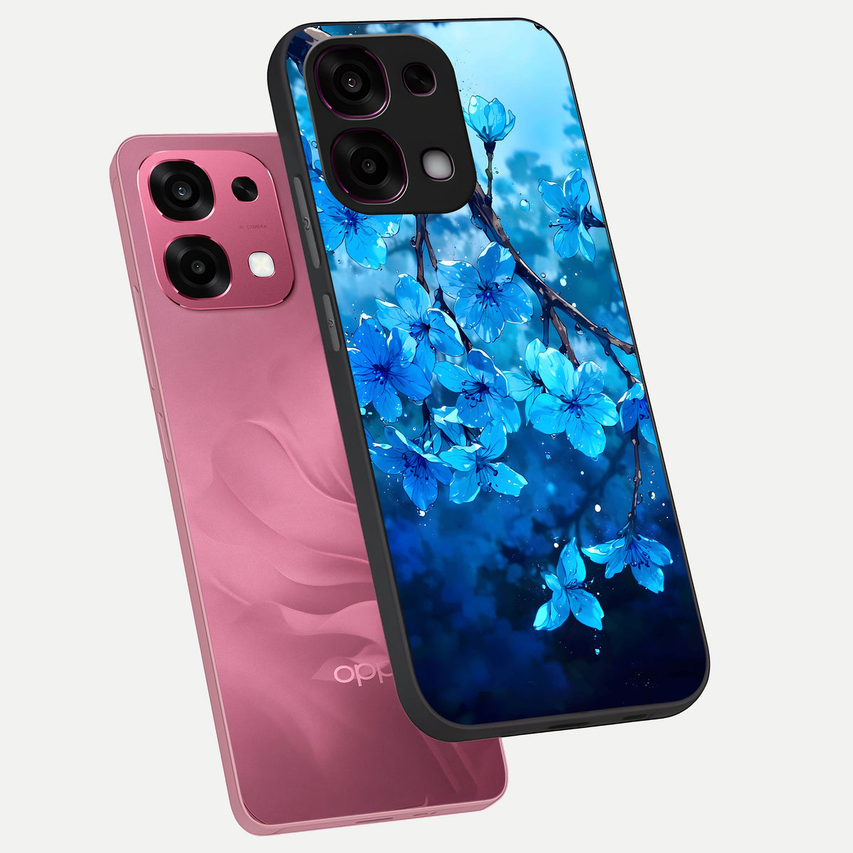  Blue Blossoms Branch phone case For Oppo F31 5G showing premium glass back cover with detailed artwork