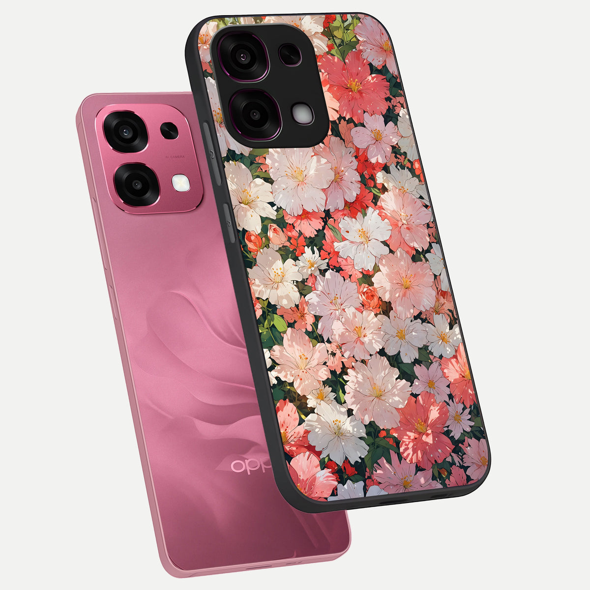  Blush Bloom Field phone case For Oppo F31 5G showing premium glass back cover with detailed artwork