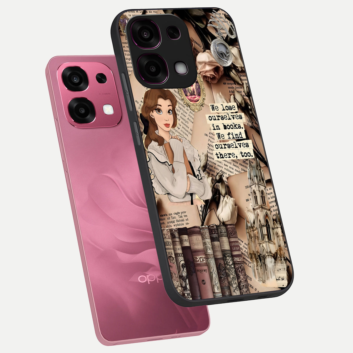  Bookish Dream World phone case For Oppo F31 5G showing premium glass back cover with detailed artwork