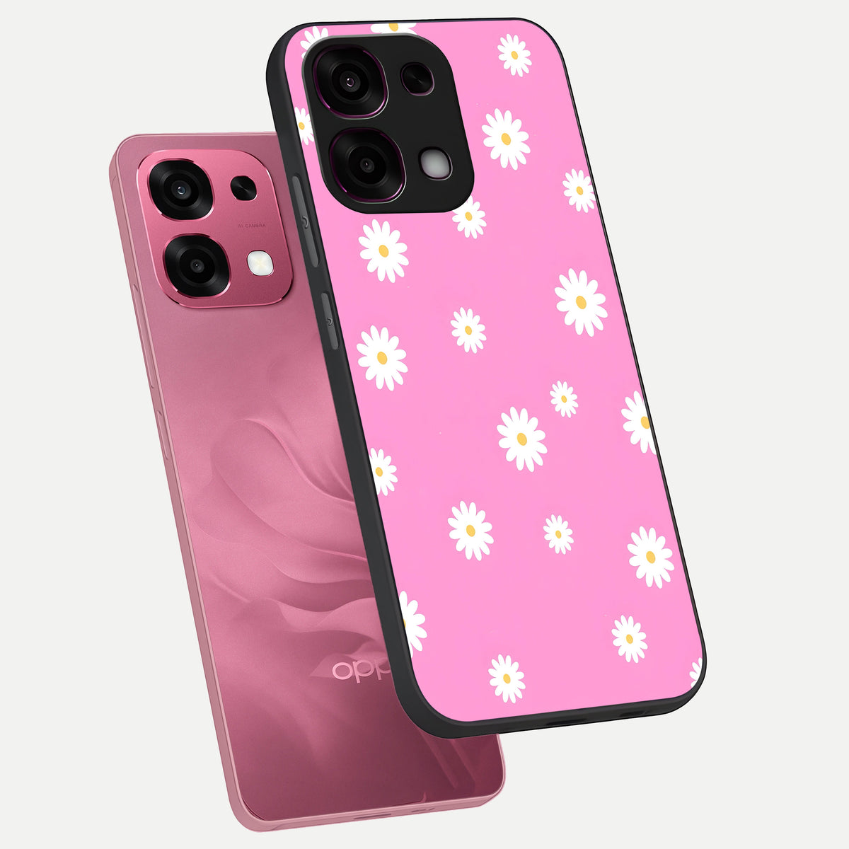  Bubblegum Daisy Pop phone case For Oppo F31 5G showing premium glass back cover with detailed artwork