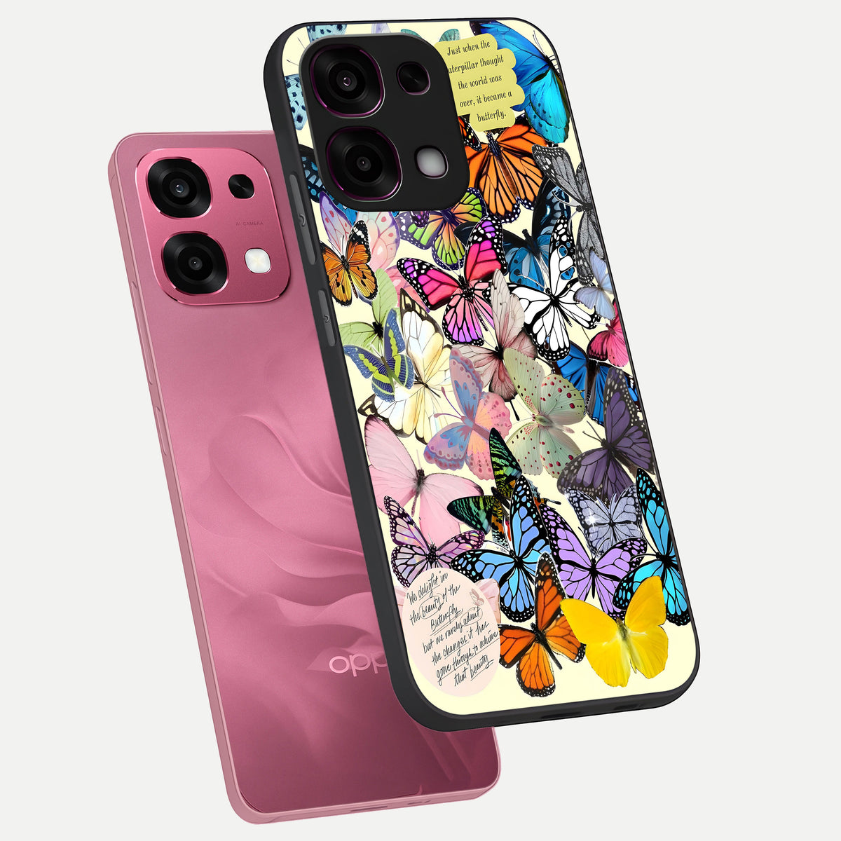  Butterflies Petal Dream phone case For Oppo F31 5G showing premium glass back cover with detailed artwork