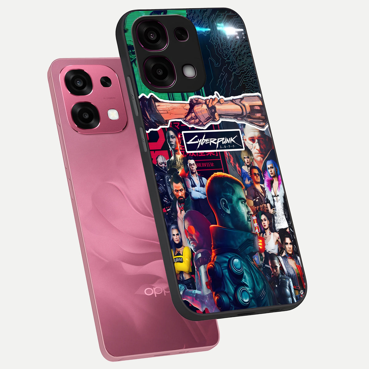  CYBERPUNK Legacy phone case For Oppo F31 5G showing premium glass back cover with detailed artwork