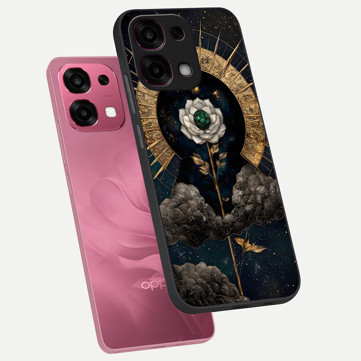  Celestial Lotus Morang phone case For Oppo F31 5G showing premium glass back cover with detailed artwork