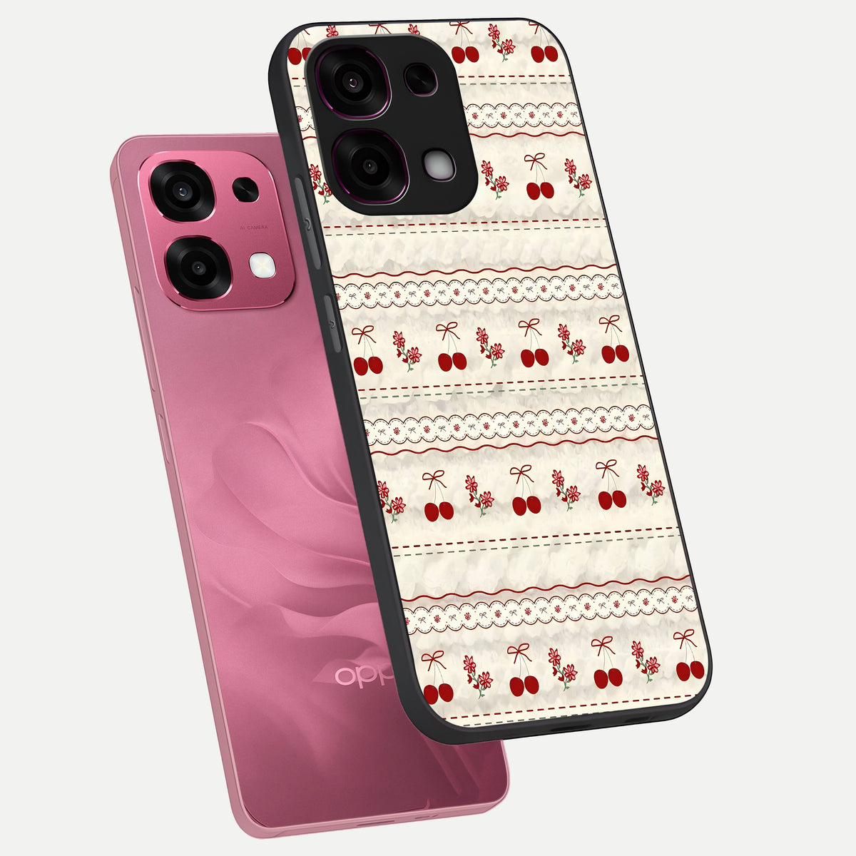  Cherry Bloom Charm phone case For Oppo F31 5G showing premium glass back cover with detailed artwork