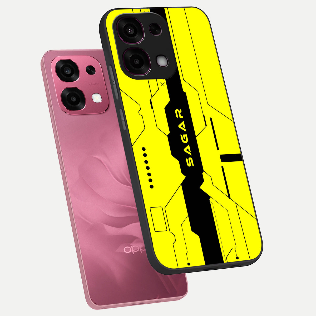  Circuit CYBERPUNK Custom Name phone case For Oppo F31 5G showing premium glass back cover with detailed artwork