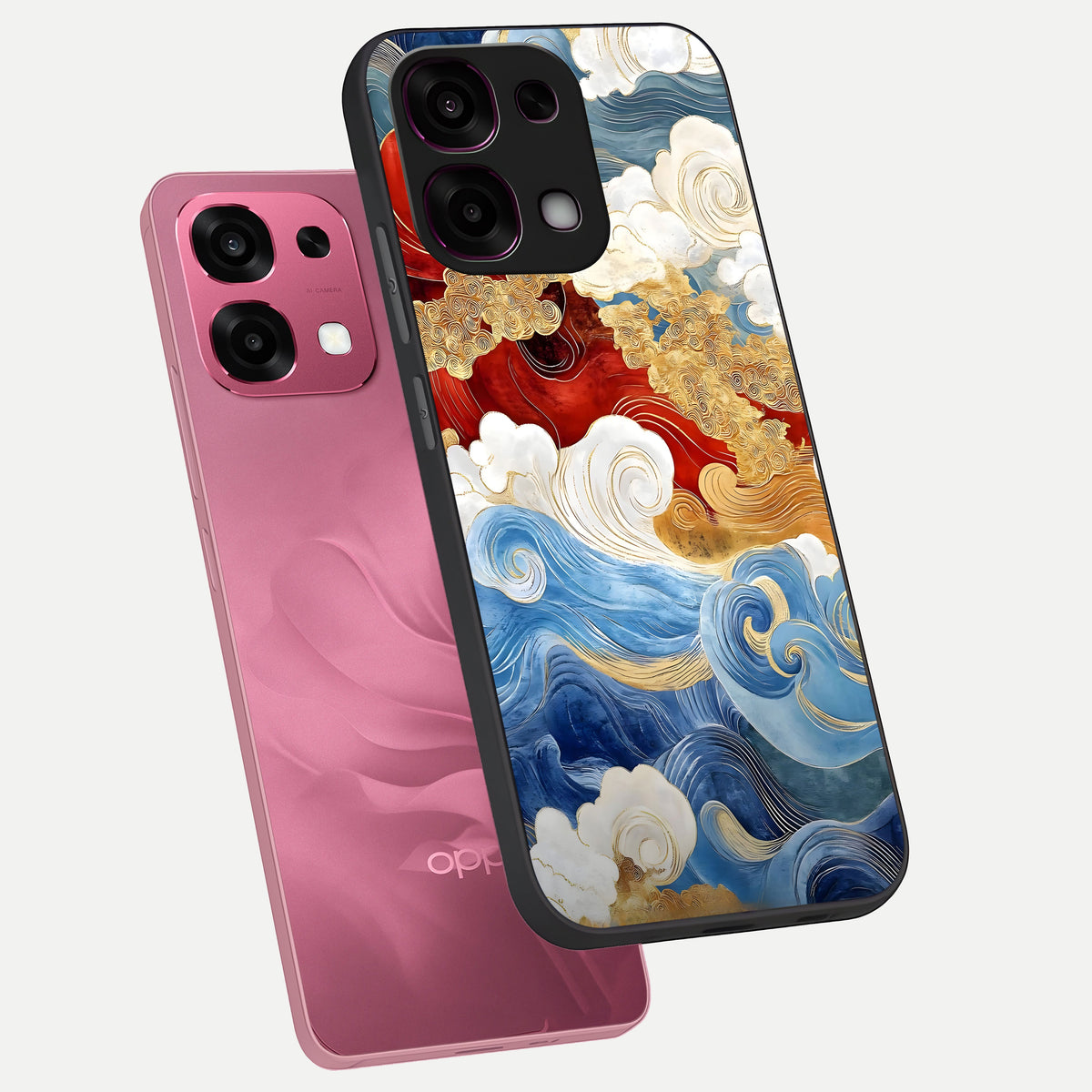  Colored Waves phone case For Oppo F31 5G showing premium glass back cover with detailed artwork