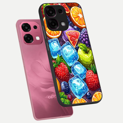  Colorful Fruits with Ice phone case For Oppo F31 5G showing premium glass back cover with detailed artwork