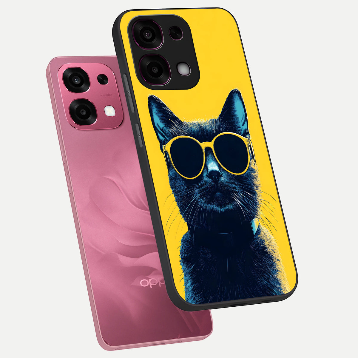  Cool Cat Vibes phone case For Oppo F31 5G showing premium glass back cover with detailed artwork
