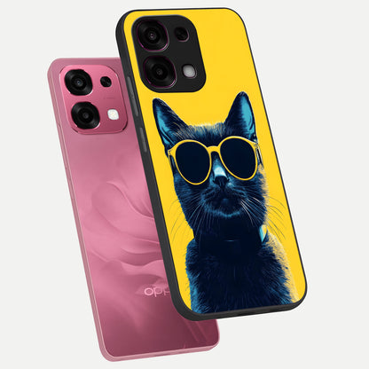  Cool Cat Vibes phone case For Oppo F31 5G showing premium glass back cover with detailed artwork