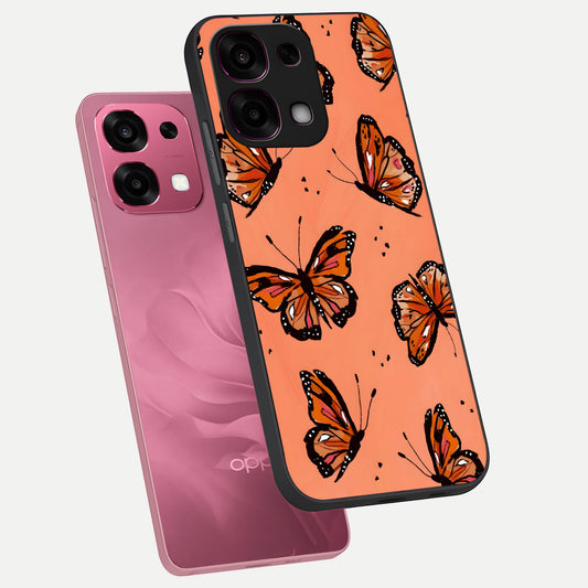  Coral Wing Butterfly phone case For Oppo F31 5G showing premium glass back cover with detailed artwork