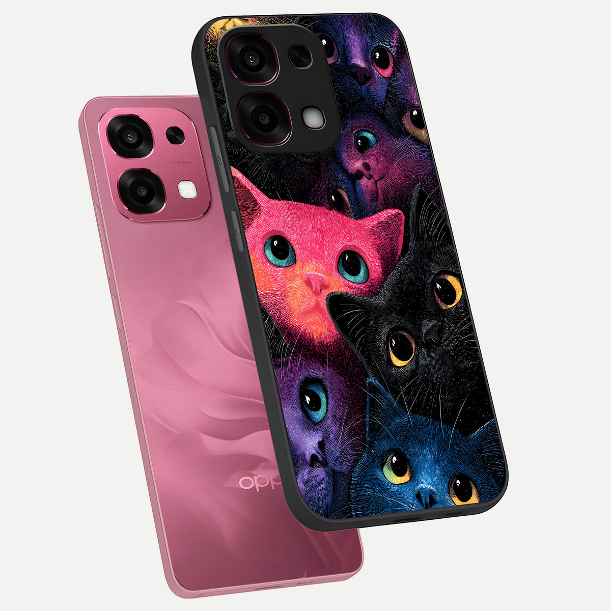  Cosmic Cats Dreams phone case For Oppo F31 5G showing premium glass back cover with detailed artwork