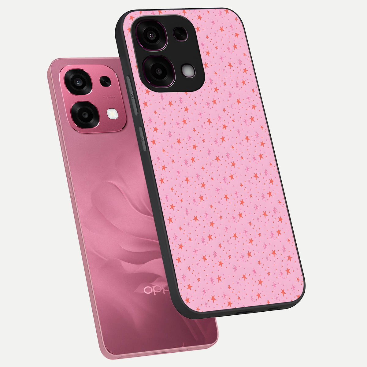  Cosmic Pink Sparkle phone case For Oppo F31 5G showing premium glass back cover with detailed artwork
