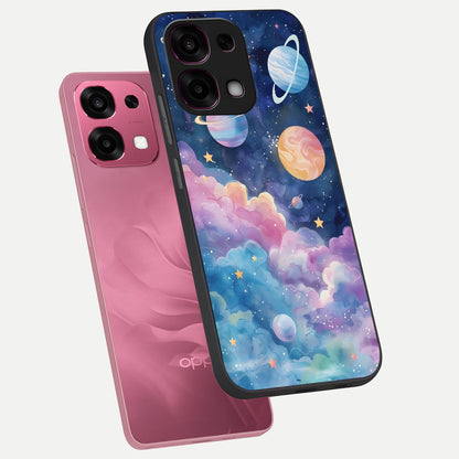 Cosmic Planet Dreams phone case For Oppo F31 5G showing premium glass back cover with detailed artwork