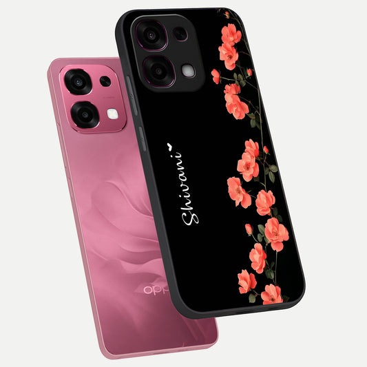  Crimson Bloom Grace Custom Name phone case For Oppo F31 5G showing premium glass back cover with detailed artwork