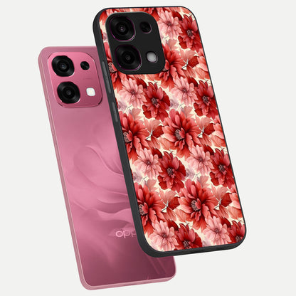  Crimson Love Petals phone case For Oppo F31 5G showing premium glass back cover with detailed artwork