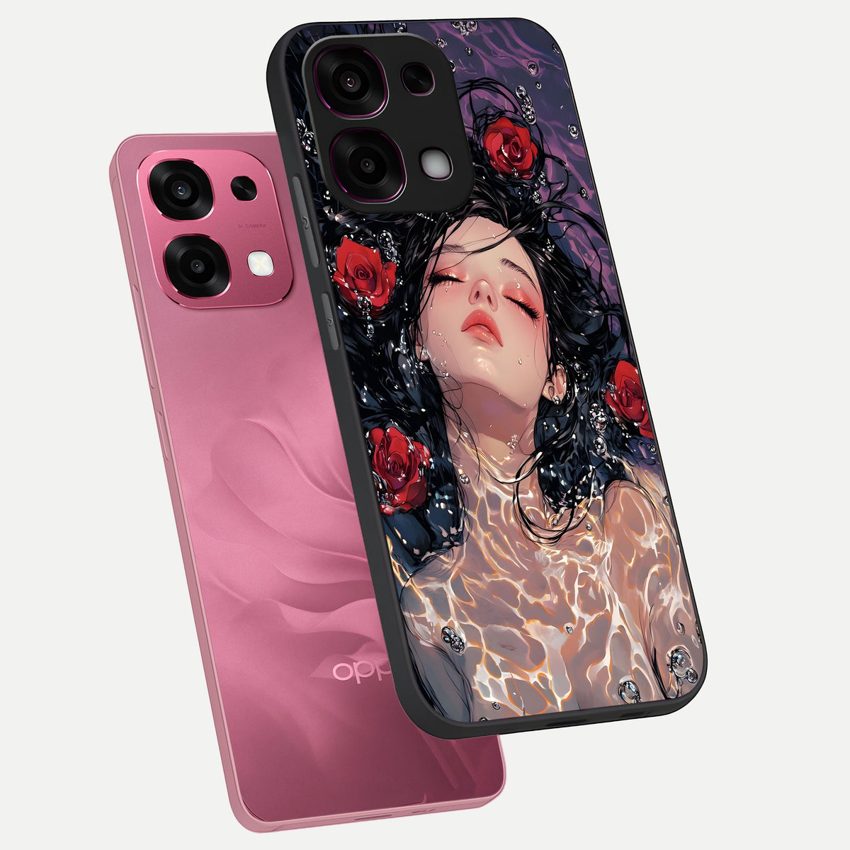  Crimson Rose Serenity phone case For Oppo F31 5G showing premium glass back cover with detailed artwork