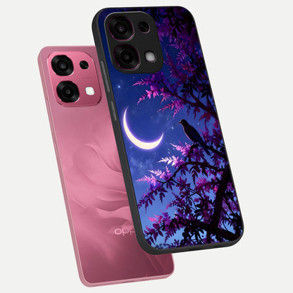  Crow And Moon Scenery phone case For Oppo F31 5G showing premium glass back cover with detailed artwork