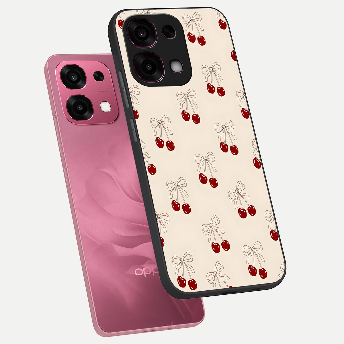  Cute Cherry Pattern phone case For Oppo F31 5G showing premium glass back cover with detailed artwork