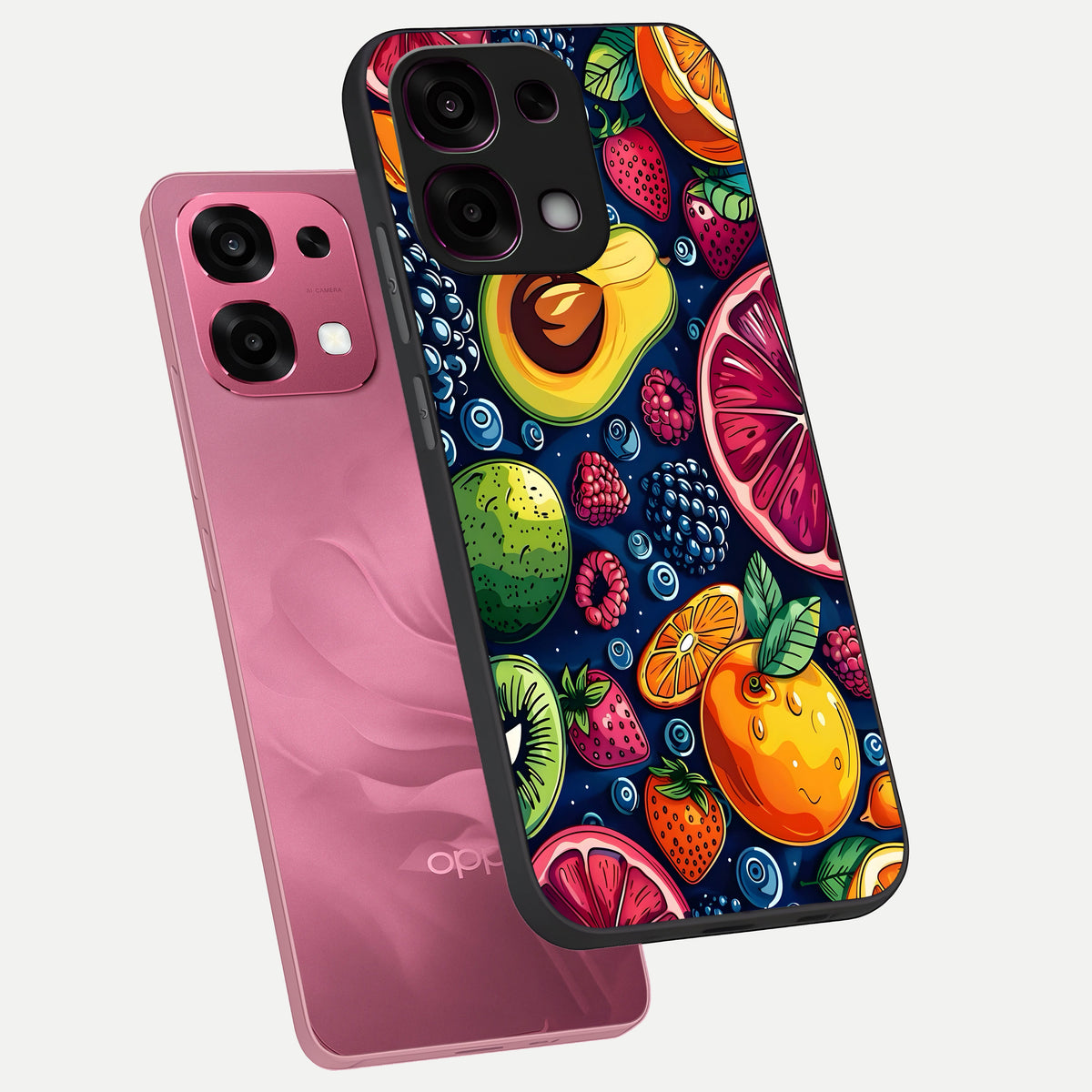  Cute Fruits Art phone case For Oppo F31 5G showing premium glass back cover with detailed artwork