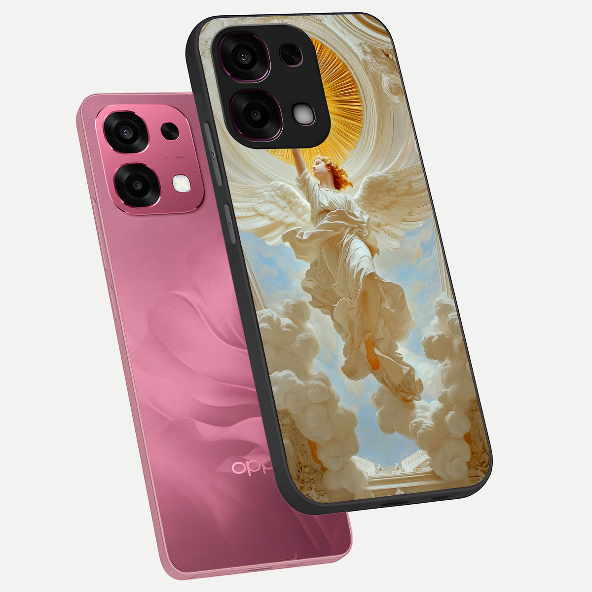  Divine Light Angel phone case For Oppo F31 5G showing premium glass back cover with detailed artwork