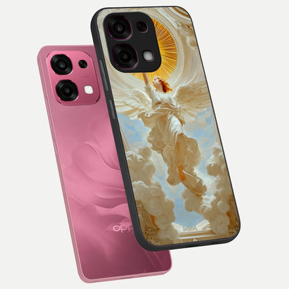  Divine Light Angel phone case For Oppo F31 5G showing premium glass back cover with detailed artwork