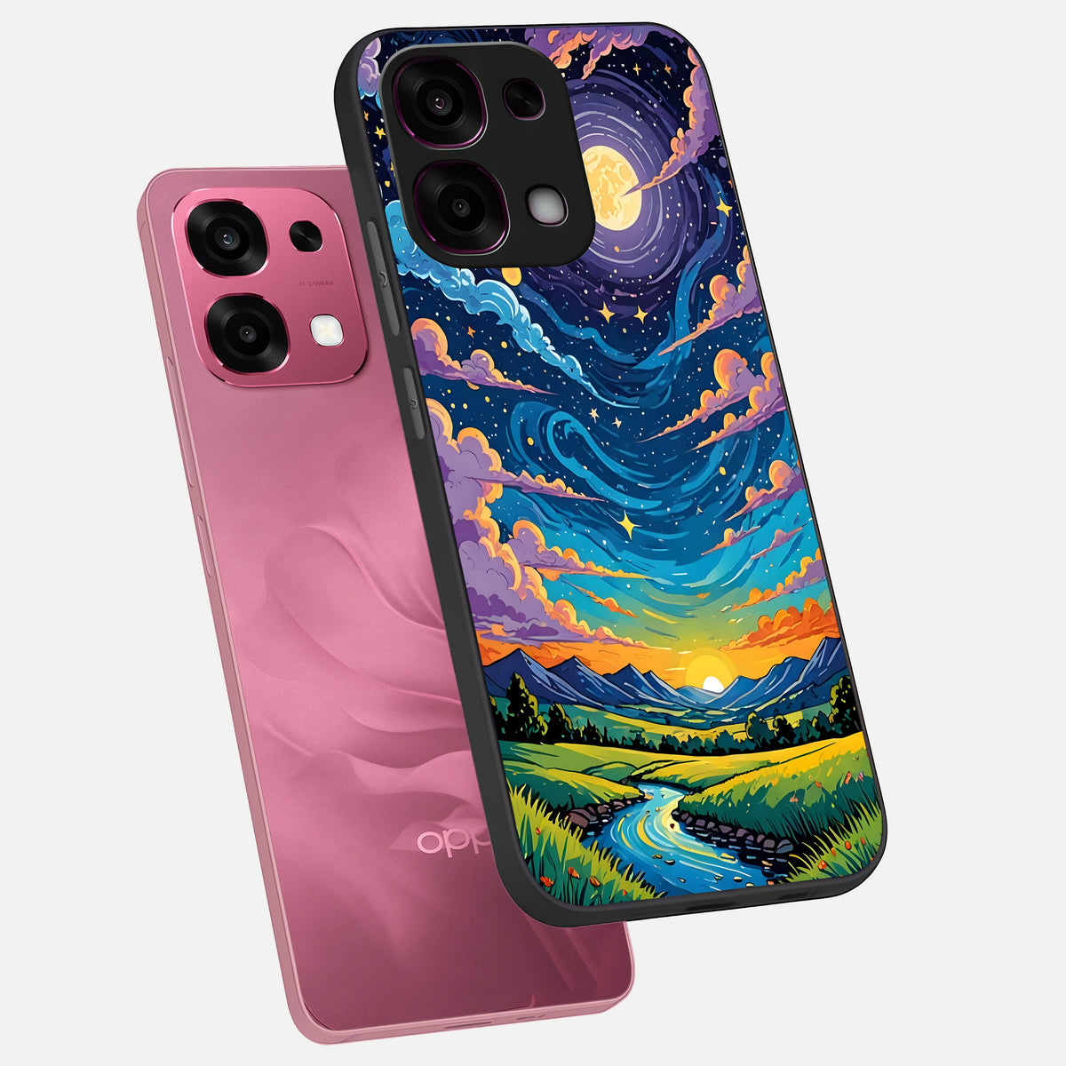  Dreamy Night Landscape phone case For Oppo F31 5G showing premium glass back cover with detailed artwork