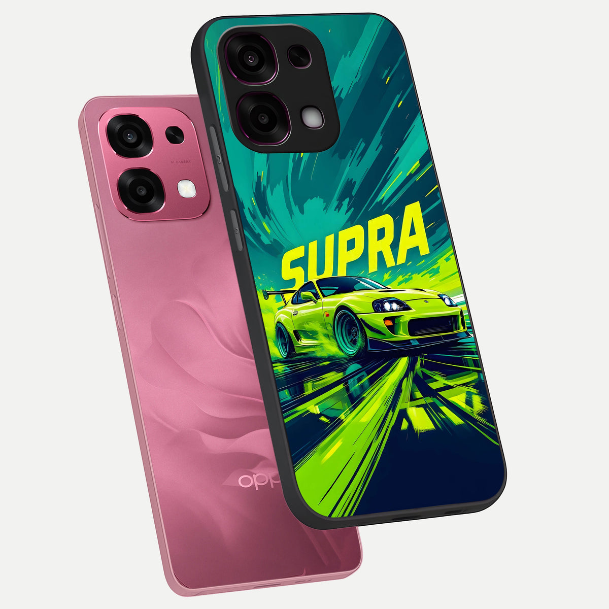  Electric Supra Thunder phone case For Oppo F31 5G showing premium glass back cover with detailed artwork