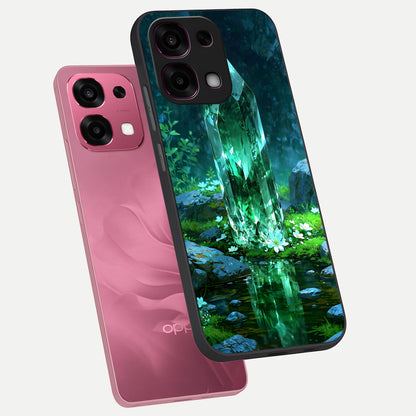  Emerald Light Crystal phone case For Oppo F31 5G showing premium glass back cover with detailed artwork