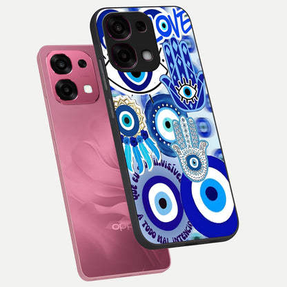  Evil Eyes Dream phone case For Oppo F31 5G showing premium glass back cover with detailed artwork