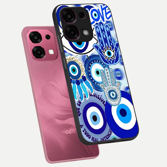 Evil Eyes Dream phone case For Oppo F31 5G showing premium glass back cover with detailed artwork