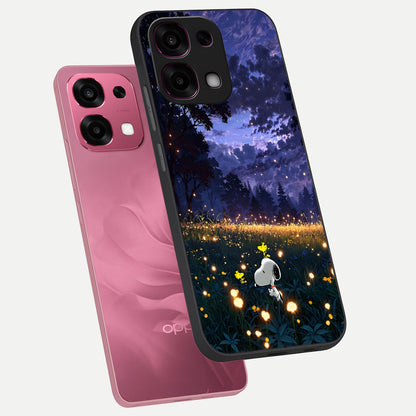  Firefly Meadow Magic phone case For Oppo F31 5G showing premium glass back cover with detailed artwork