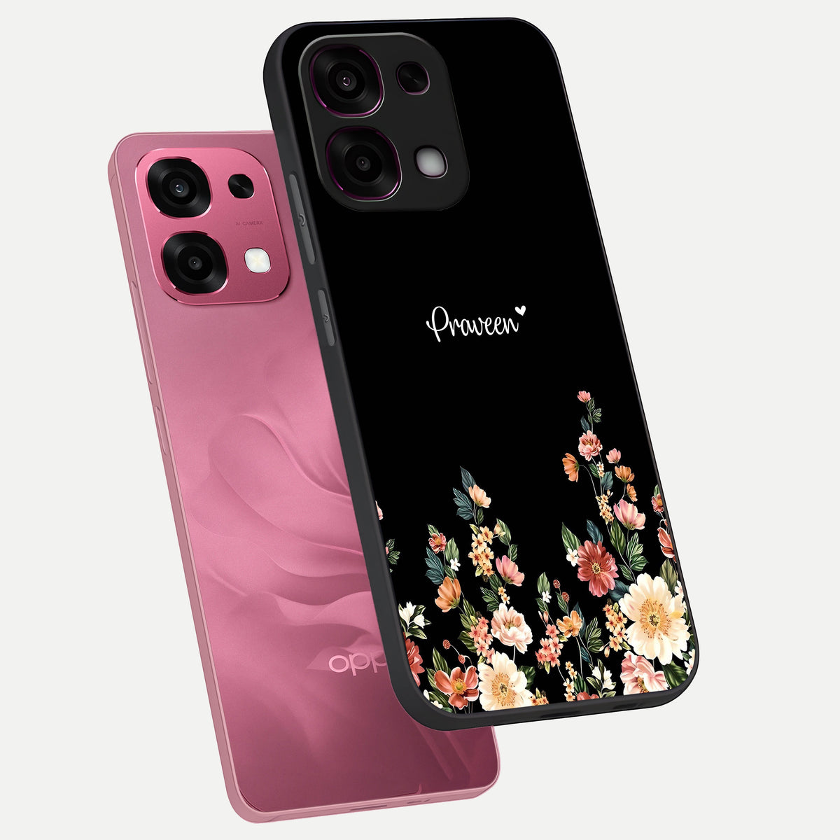  Floral Design Personalized Custom Name phone case For Oppo F31 5G showing premium glass back cover with detailed artwork