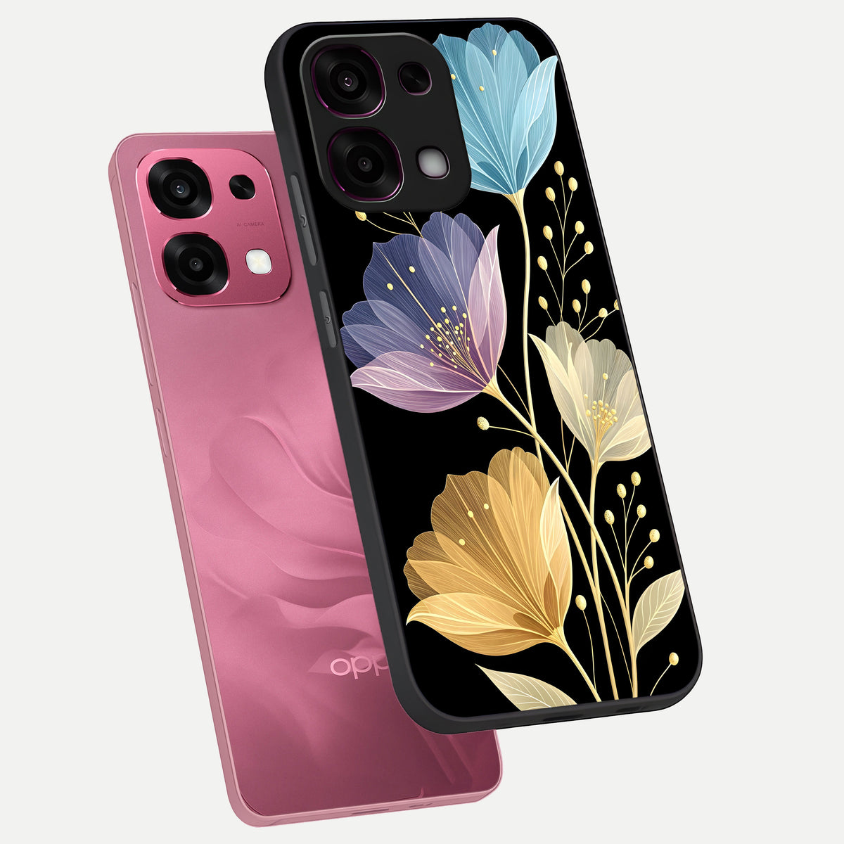  Flower Bloom Glow phone case For Oppo F31 5G showing premium glass back cover with detailed artwork
