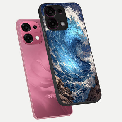  Giant Ocean Wave phone case For Oppo F31 5G showing premium glass back cover with detailed artwork