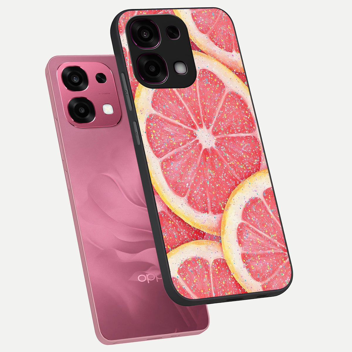  Glitter Grapefruit phone case For Oppo F31 5G showing premium glass back cover with detailed artwork