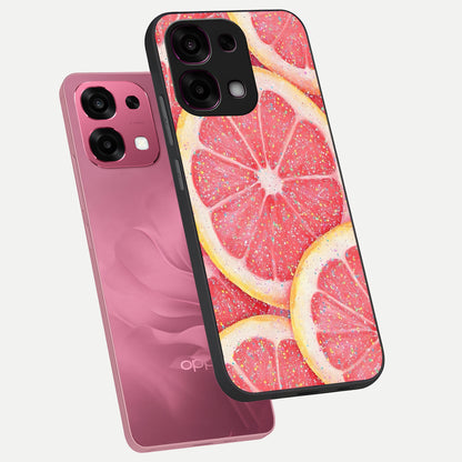  Glitter Grapefruit phone case For Oppo F31 5G showing premium glass back cover with detailed artwork