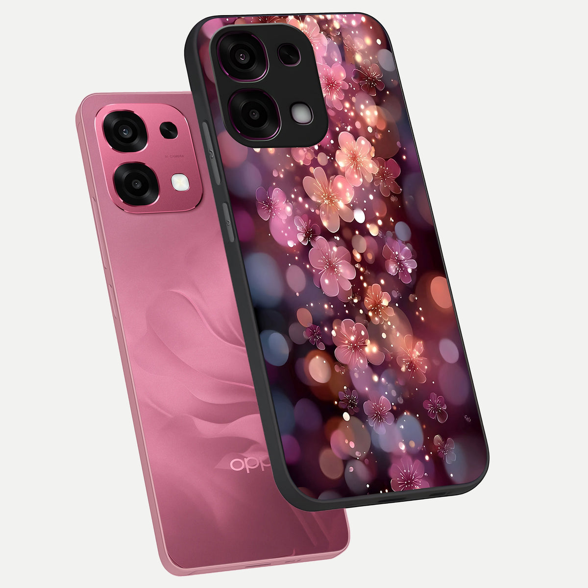  Glowing Petal Bliss phone case For Oppo F31 5G showing premium glass back cover with detailed artwork